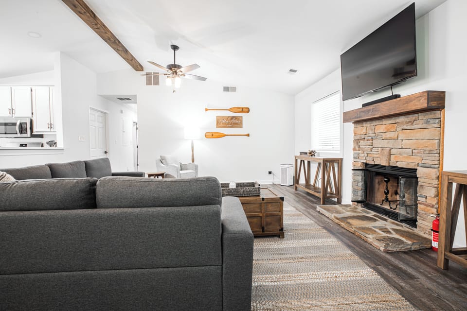 Living room and fireplace