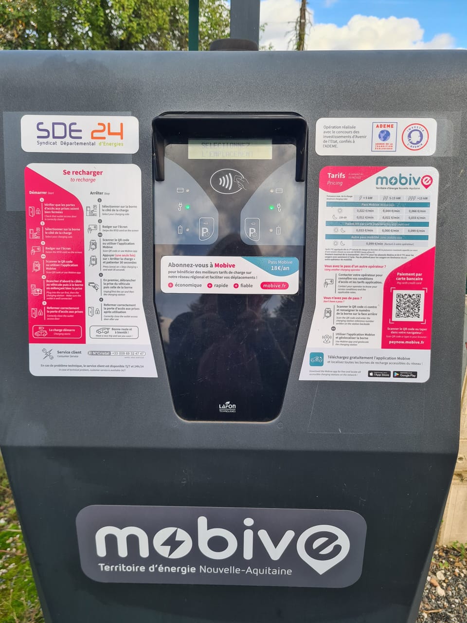 Car charging station in village