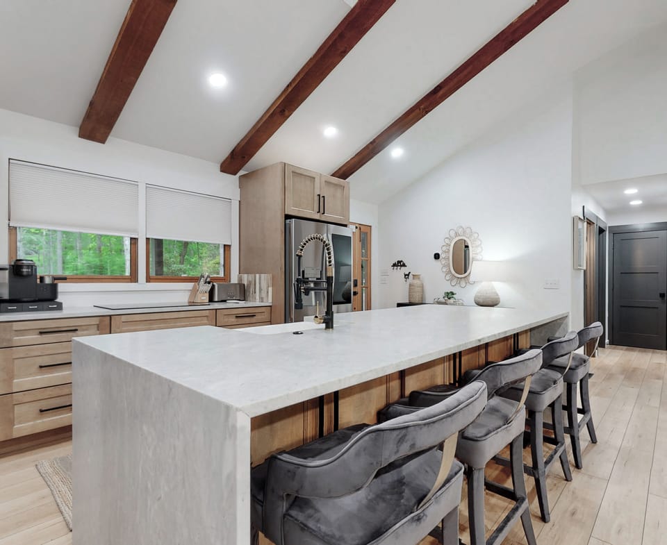 Modern Chef's Kitchen with large island, fully stocked