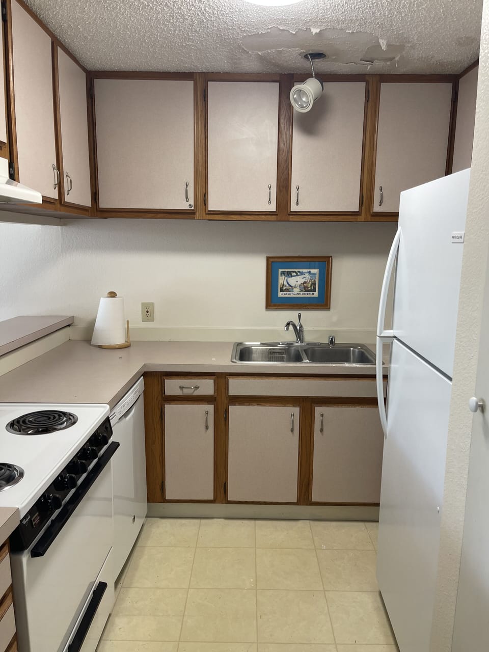 Fully equipped kitchen with appliances and microwave