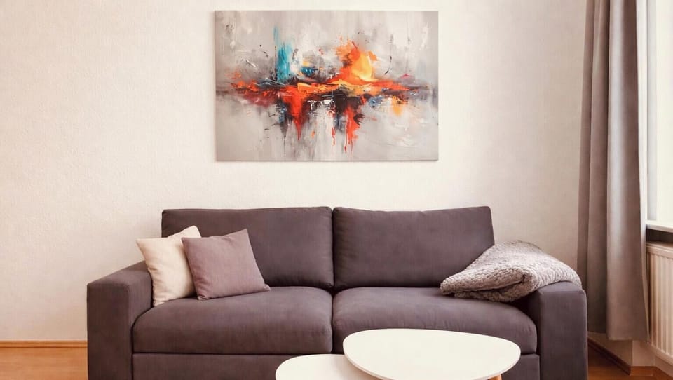 Living room with comfortable sofa bed