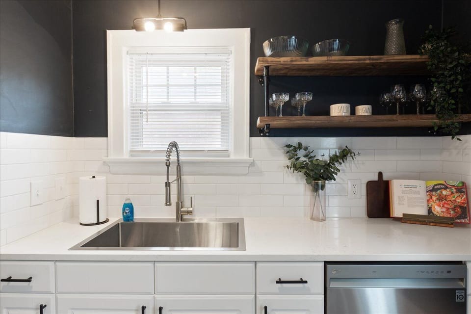 Kitchen with SS appliances, large sink, and Keurig & traditional coffee maker.