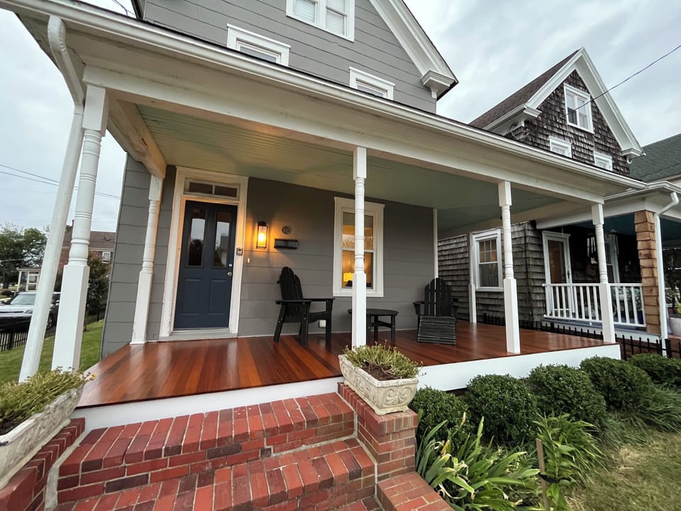 Beautiful wrap around porch with views of Long Wharf Park and the Choptank River