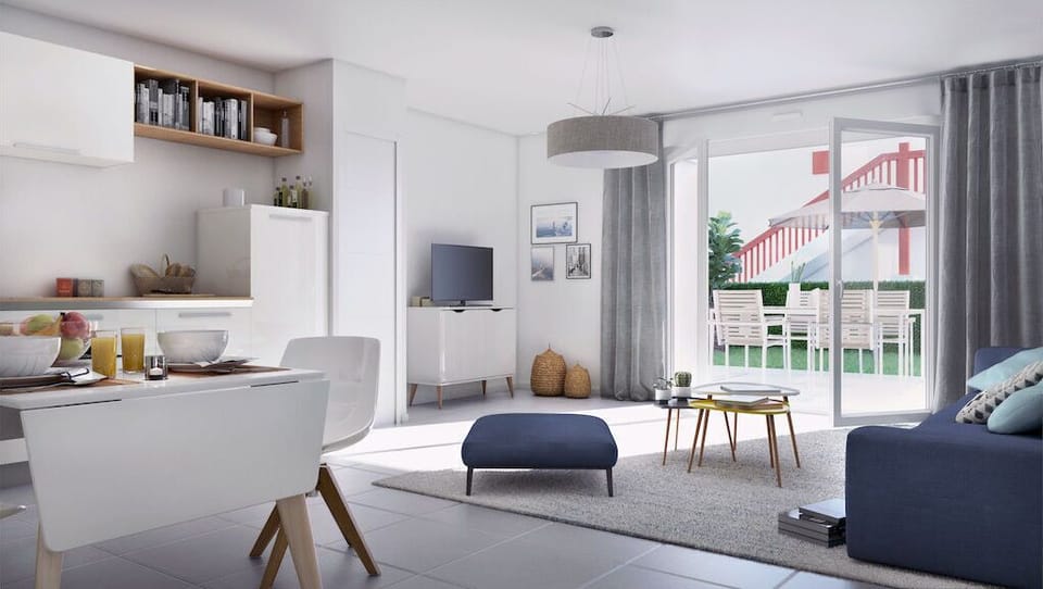 Relax in the bright living area.