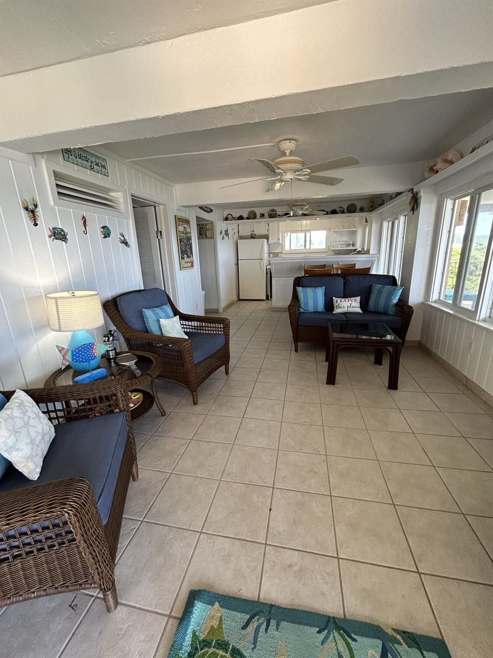 Cabana family room that opens to kitchen