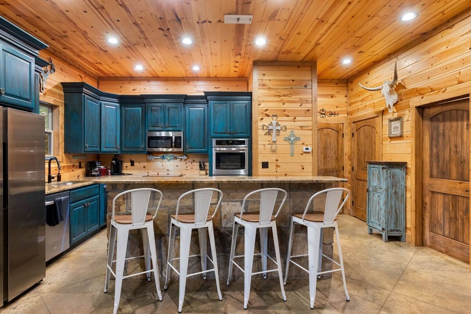Stocked kitchen for preparing and eating meals during your stay