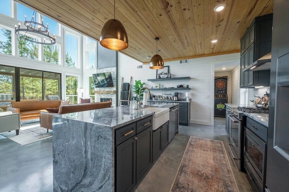 Kitchen opens to living area for optimal entertaining