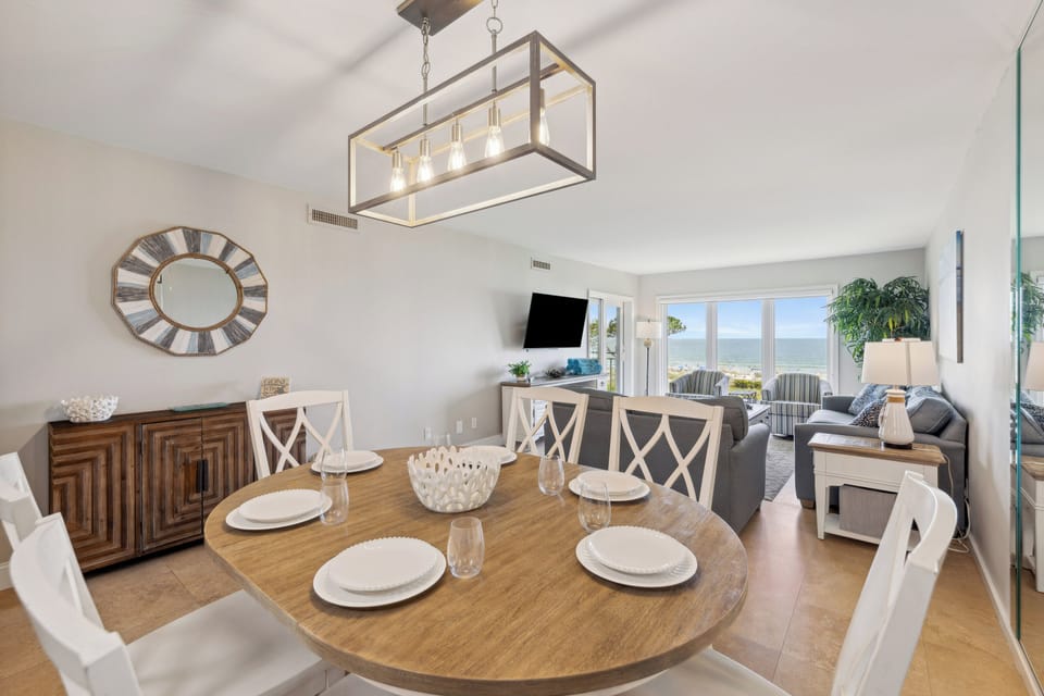 Dining table featuring 6 chairs