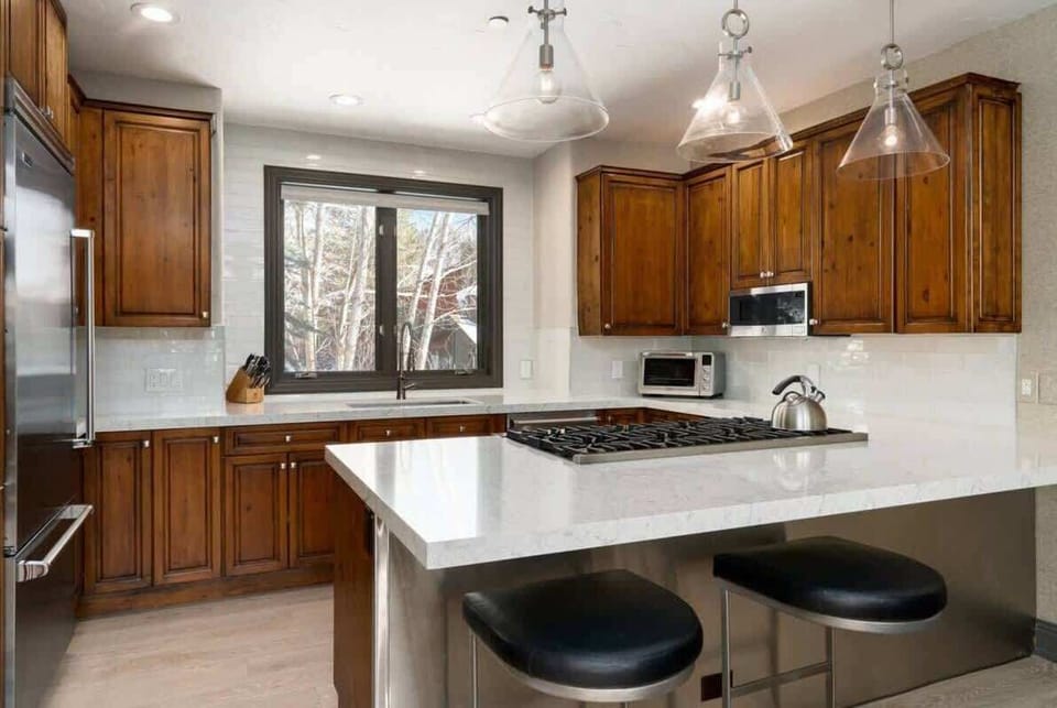 Bar seating at the kitchen island