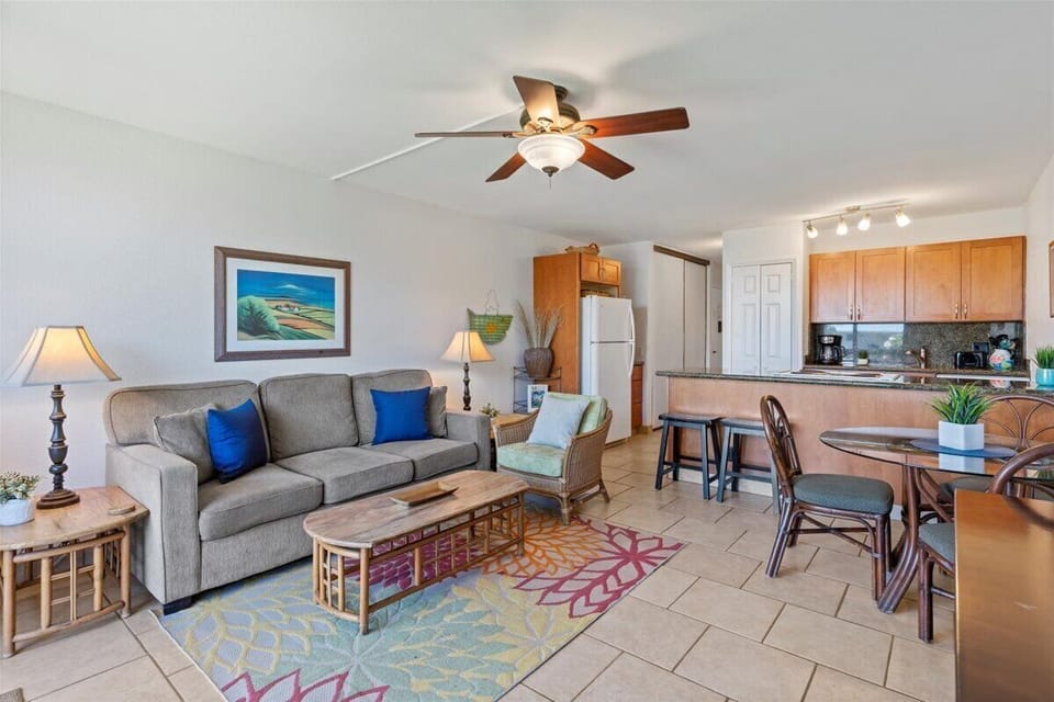 Tiled flooring throughout the condo