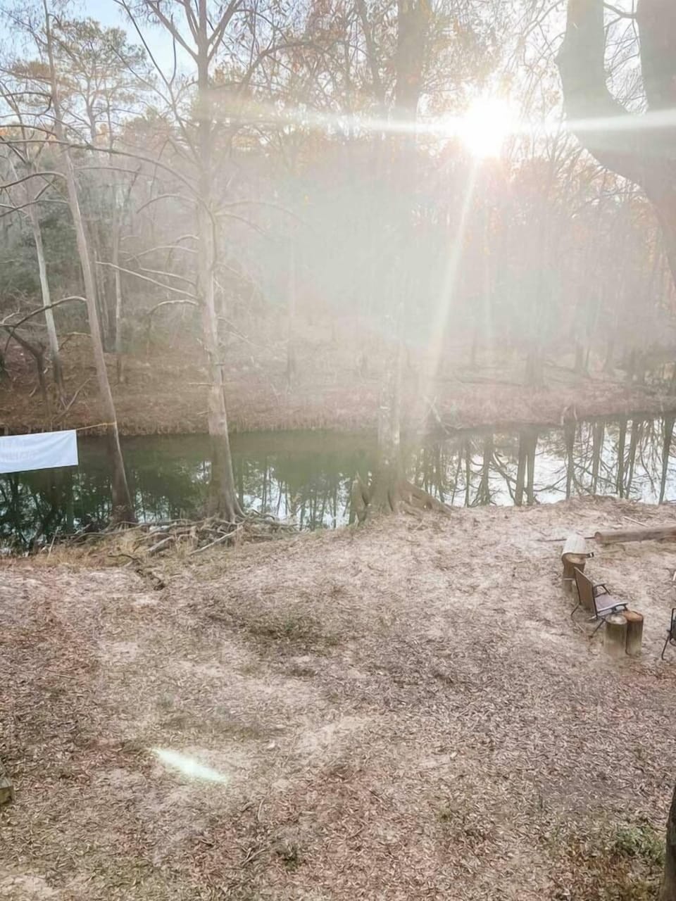 This is a view from the porch of Cabin 3.  You are feet from the Bayou. 