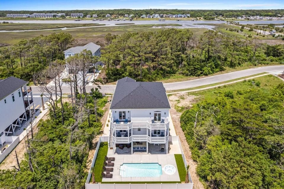 Aerial Rear View towards Intercoastal Waterway