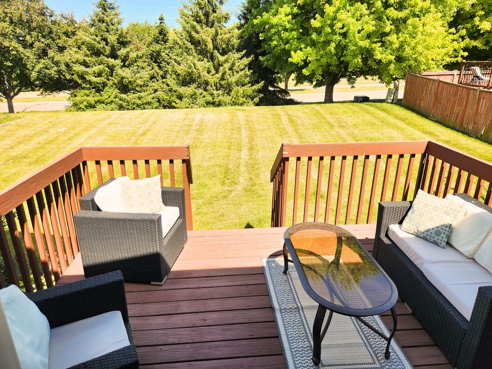 Back yard has a storage shed and garden, for those staying long enough to plant!