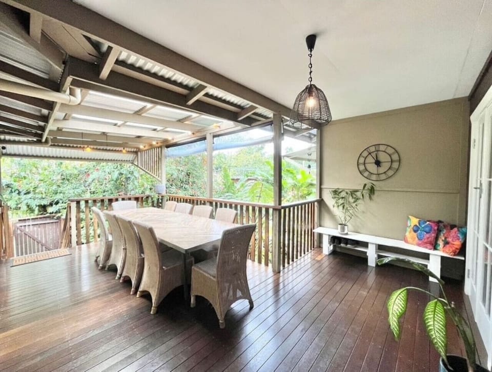 Undercover dining overlooking the garden