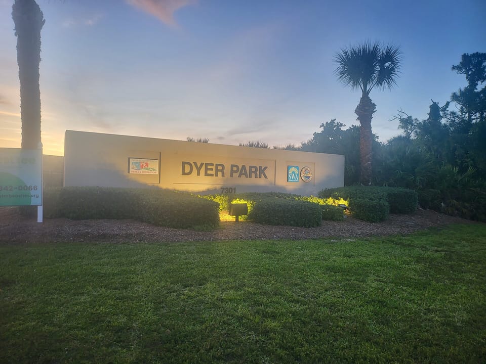 Dyer park is a 10 minute drive away