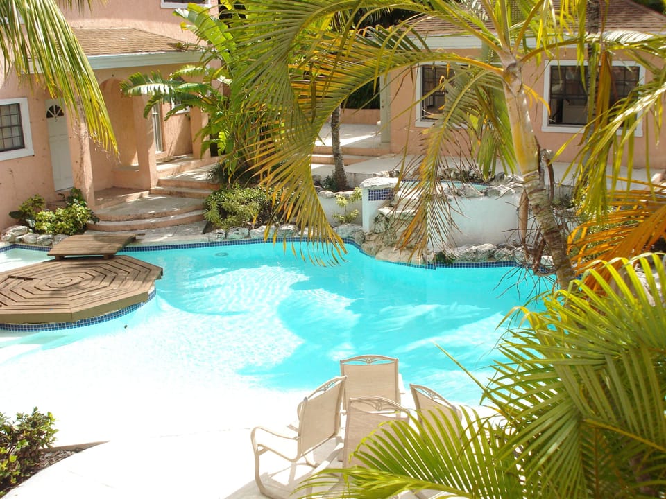 View of pool from living area
