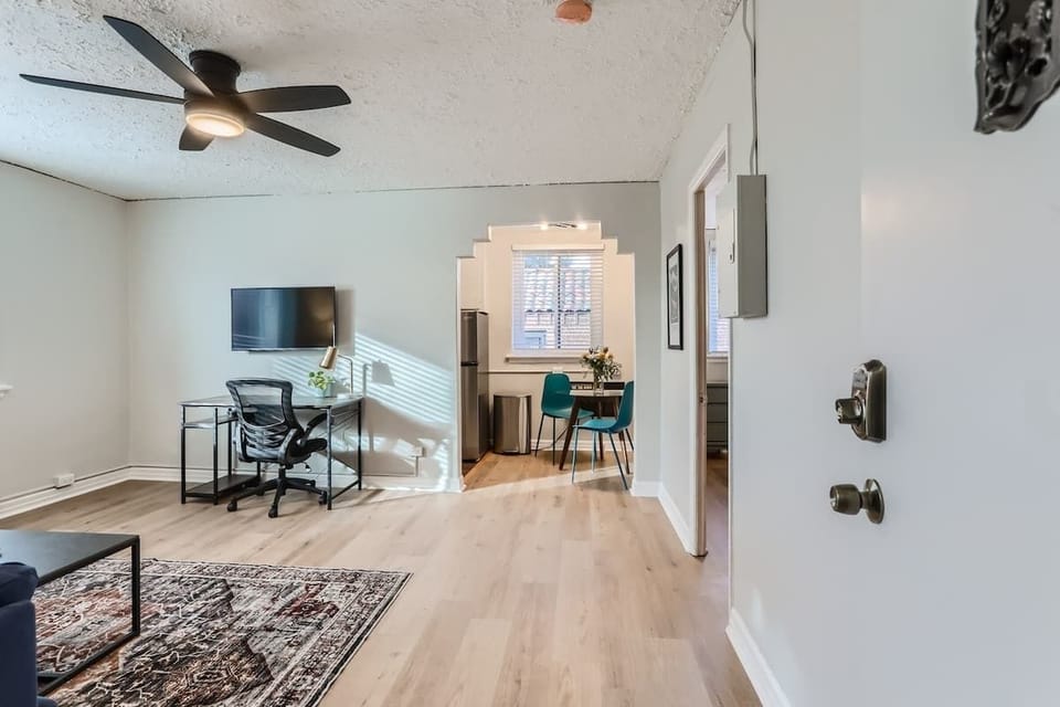 The living room has a bright, open feel