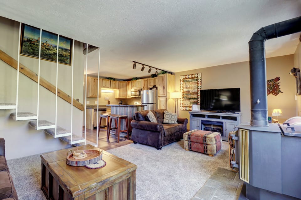 Open concept kitchen and living area