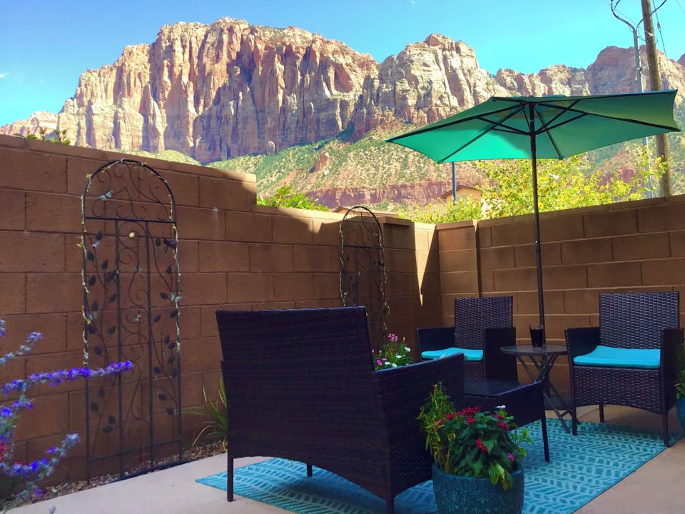 Back patio = amazing views! There is shade in the afternoon.