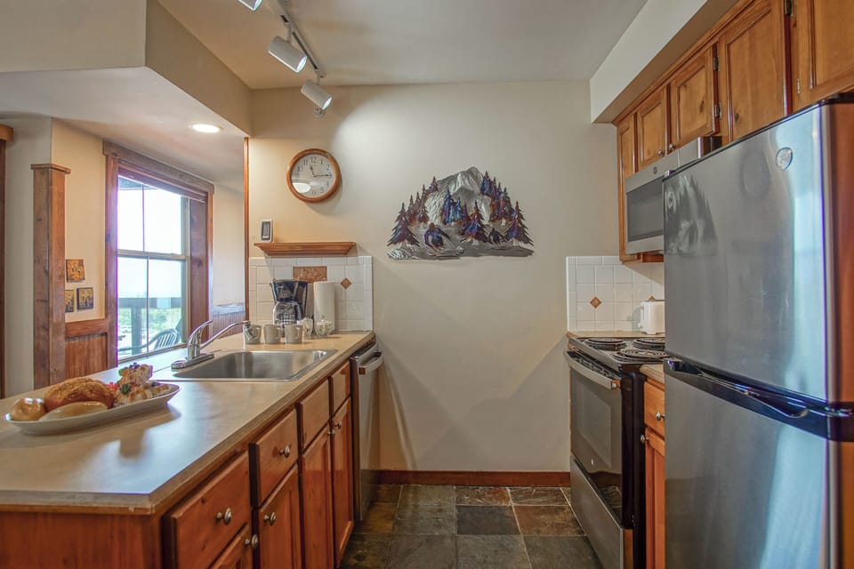 The galley kitchen.