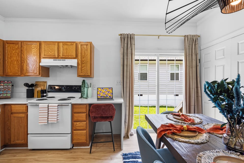 there is a dedicated workspace in the kitchen