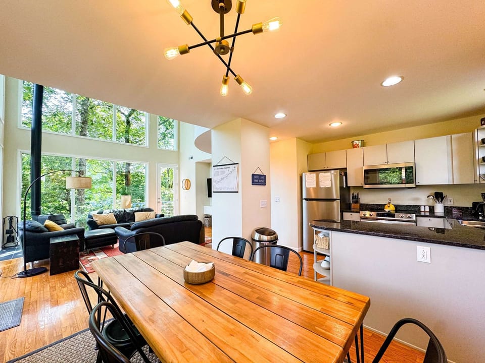 open kitchen and dining room