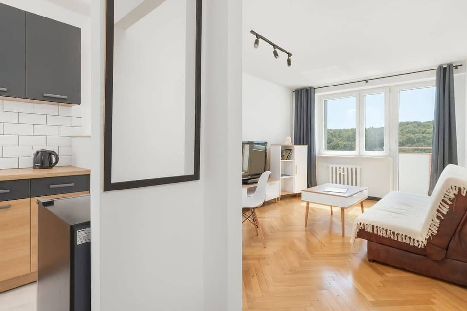 Shot from the hallway with a mirror.