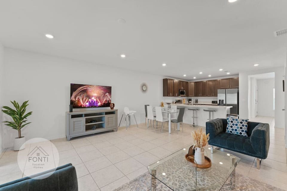 Living Room with TV #Disney #parks #kingdom #springs #fiestakey #resort #townhouse #Vacation #Rental #waterpark #Kissimmee #Orlando  #universal #citywalk