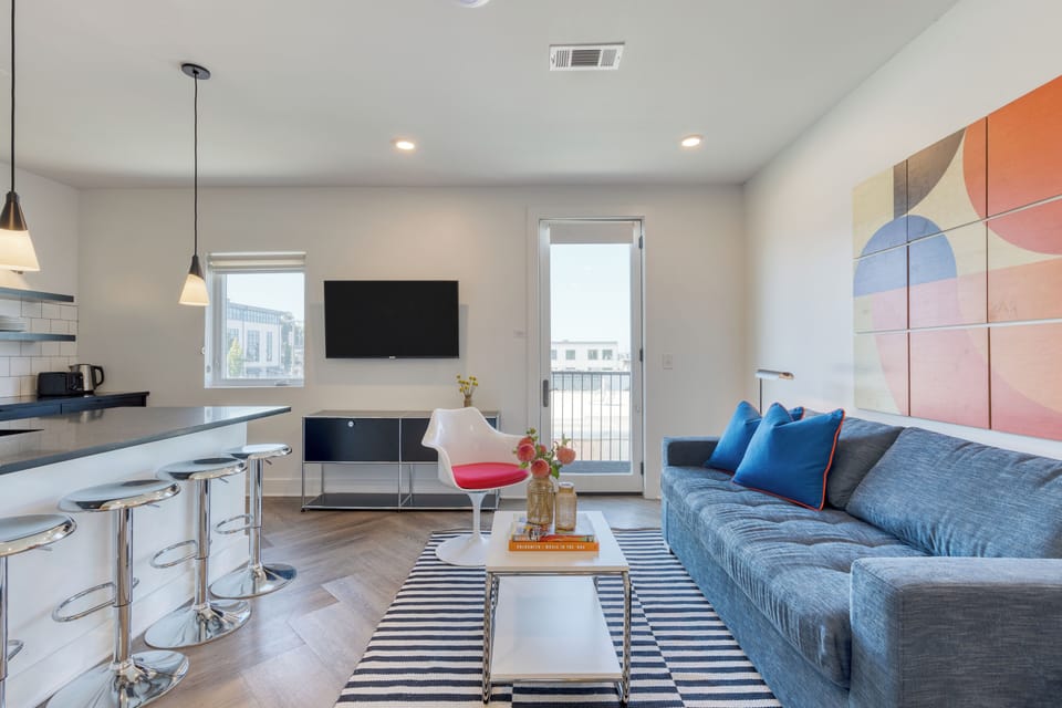 Modern and chic living space.Chic space for intimate connections.