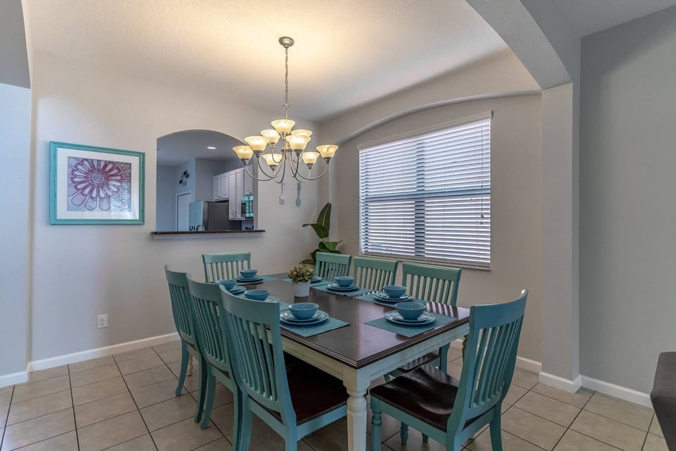 Formal dining area with seating for 8