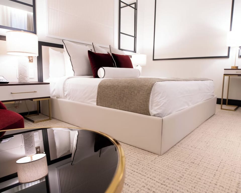 Sink into cloud-soft bedding and enjoy boutique-hotel elegance.