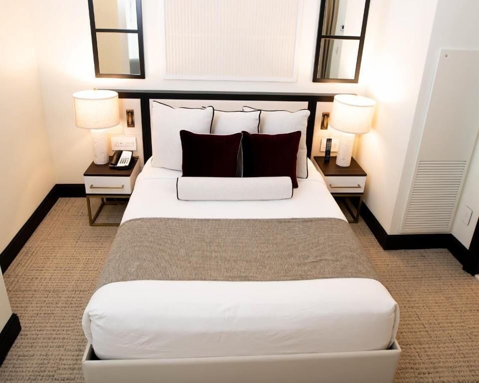 Stretch out on immaculate sheets and savor quiet comfort.