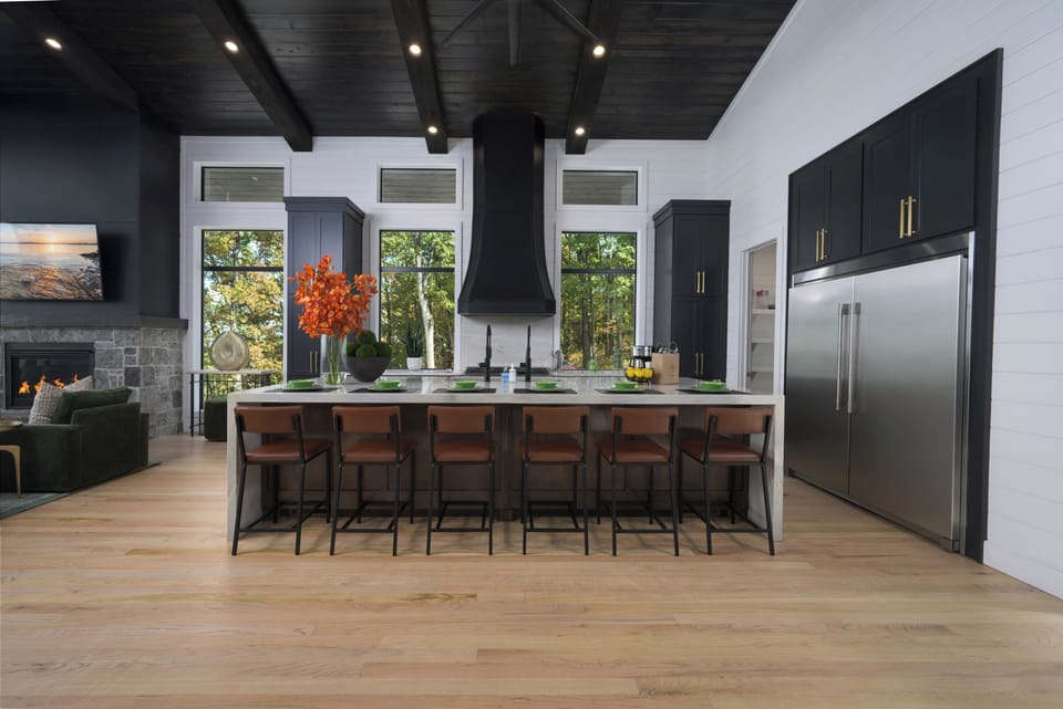 Enjoy additional seating at the kitchen's bar top.