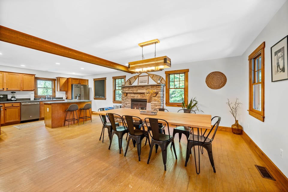 Dining room and kitchen.