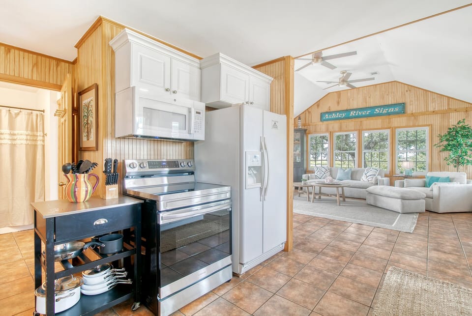 Right off of the living room is the kitchen area.