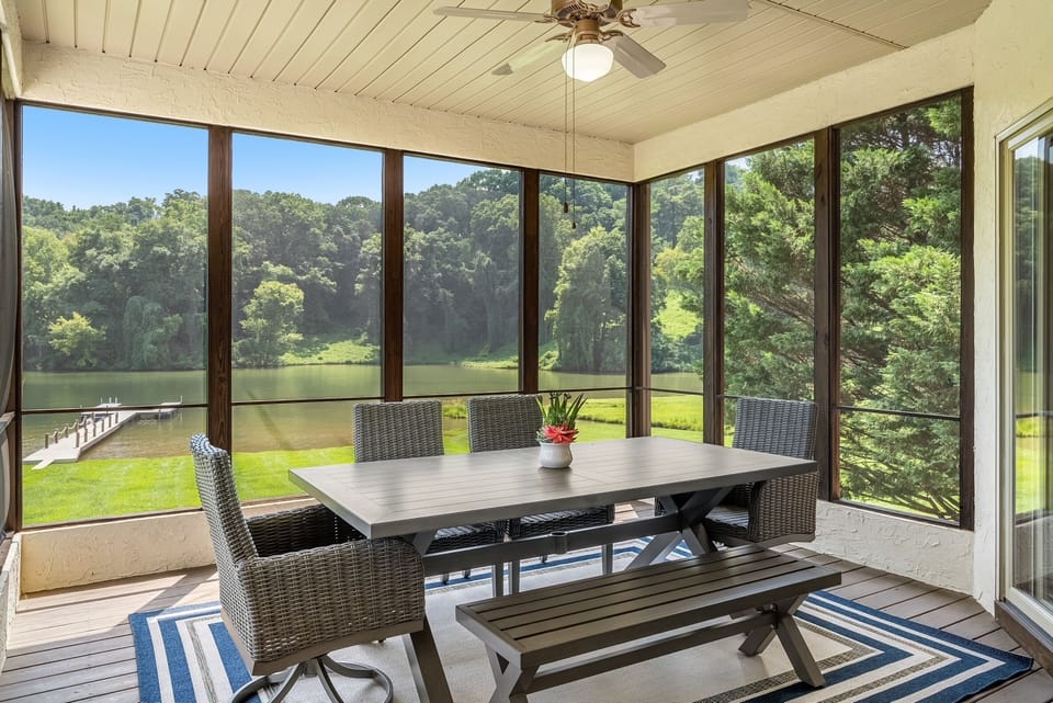 This sunroom is the perfect place to enjoy  that morning cup of coffee or lunch.