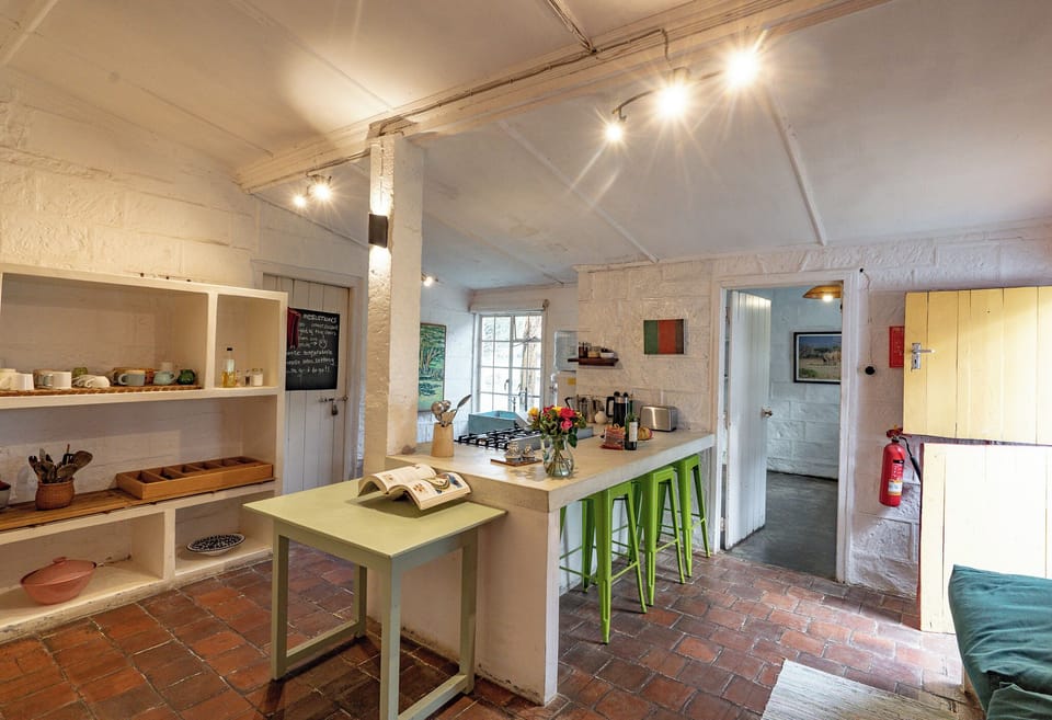 kitchen, cleaning room to the right