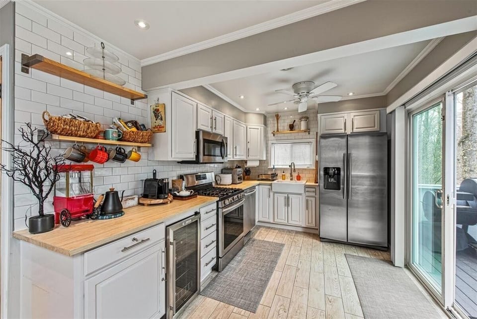 Indoors, Kitchen, Ceiling Fan, Home Decor, Refrigerator