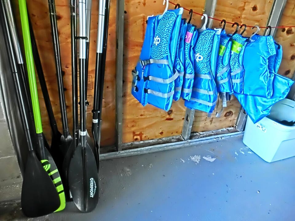 Plenty of Life Vests and Paddles