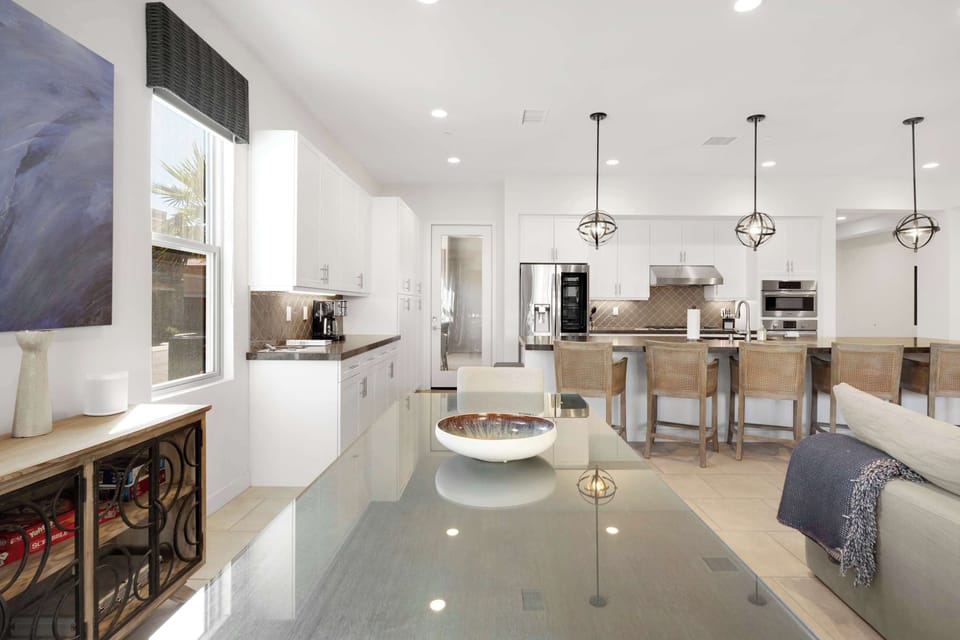 Chic dining table with seating for 8