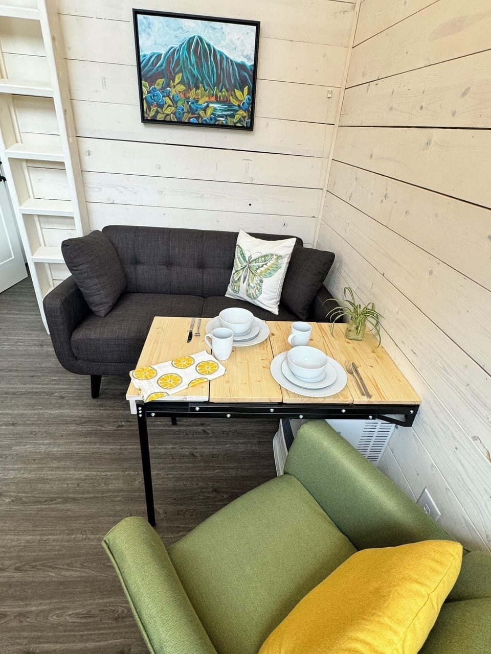 Tiny cabin sitting interior