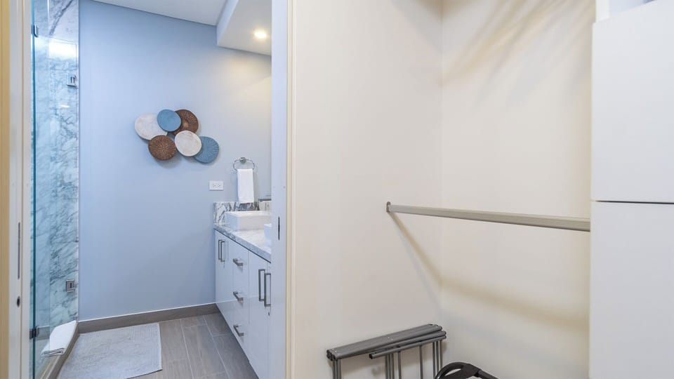 THe walk-in closet and bathroom