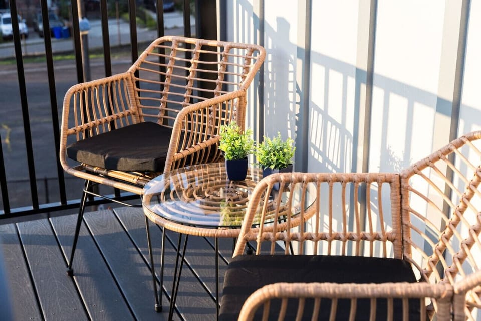 This balcony is located off the kitchen - perfect for your evening cocktail or morning coffee.