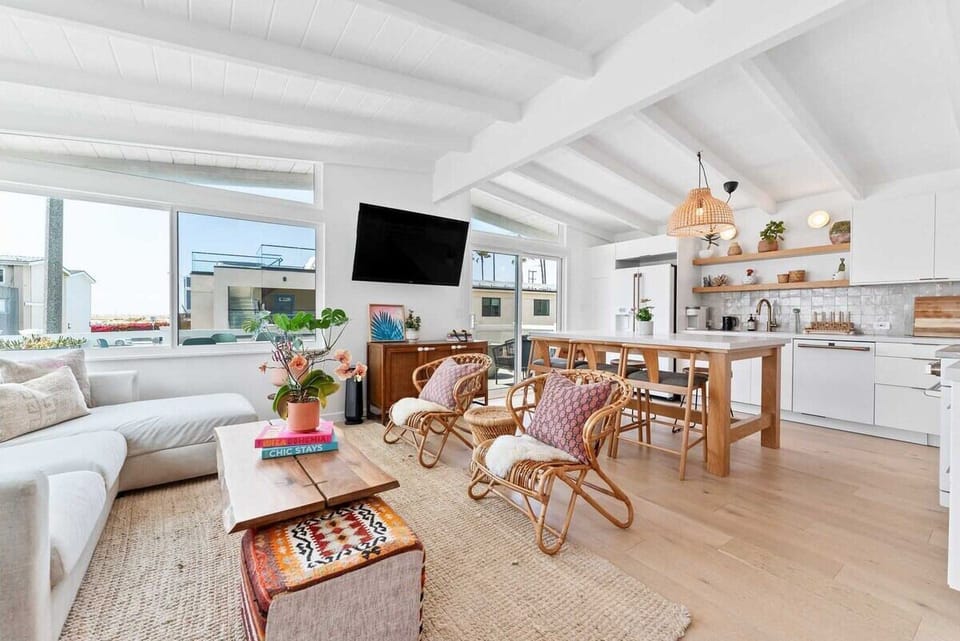 open main kitchen and living room