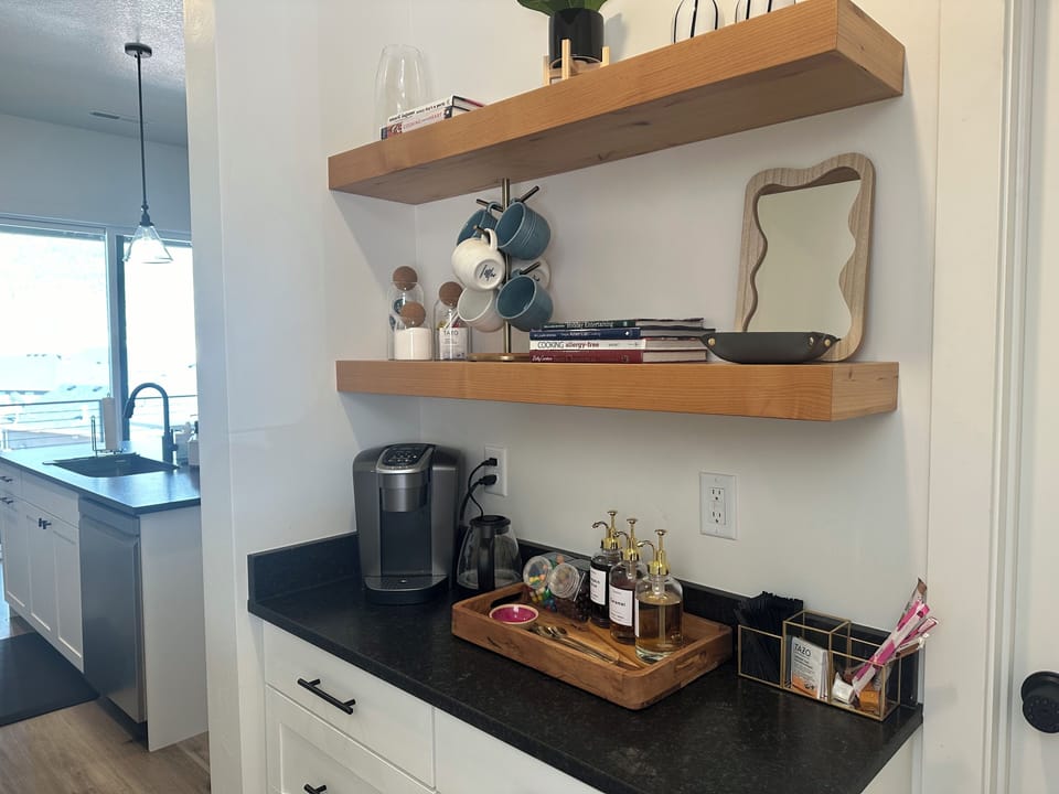 Fully stocked coffee bar