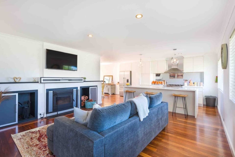 Open plan kitchen, living and dining space 