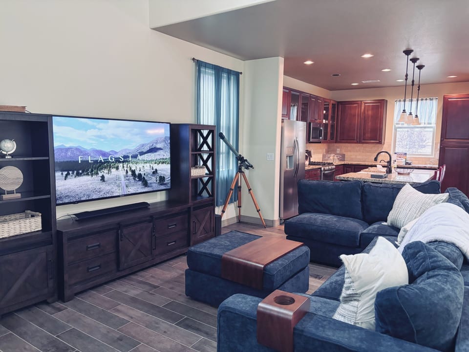Cozy up to a movie on the extra large, extra comfortable couch