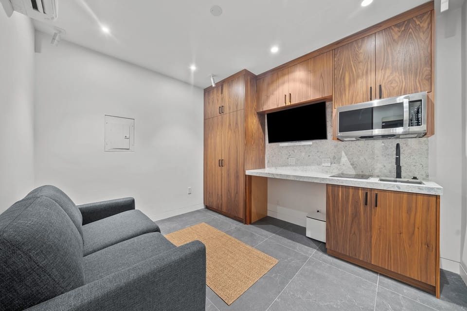Functional layout ensures ease of movement while cooking and entertaining.