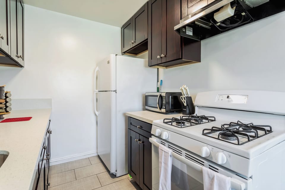 Kitchen with all the appliances.