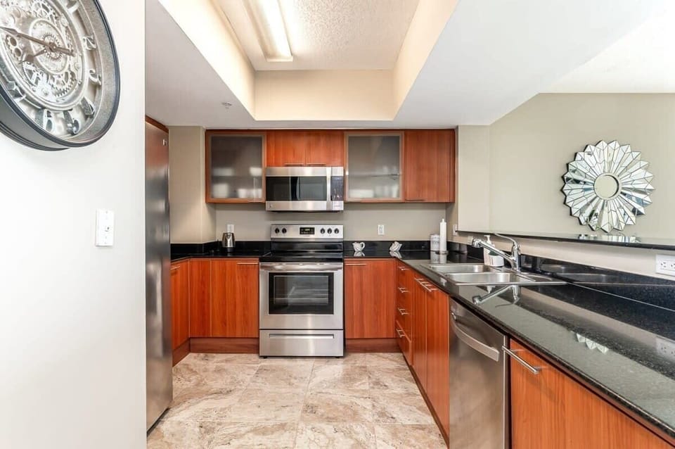 Fully equipped kitchen for all your cooking needs.